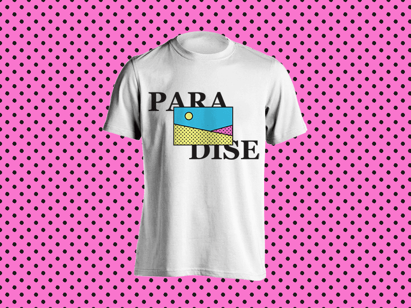 Paradise beach gif graphic halftones illustration motion paradise print shirt design typography