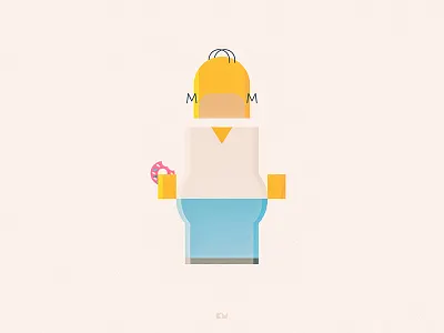 Homer Simpson anybuddy character design flat geometric homer minimal simpsons