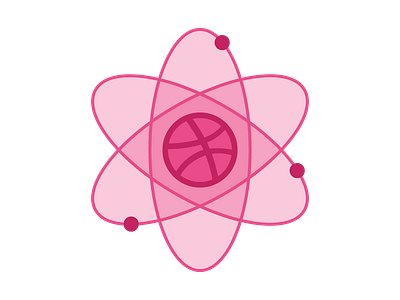 Dribbble Atom atom dribbble flat logo pink sticker