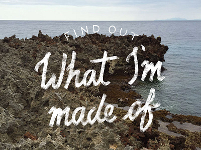 Find out what I'm made of. lettering