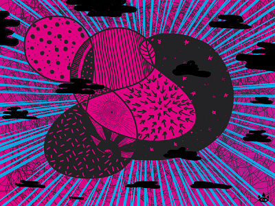 Kick a hole black design illustration pencil pink shapes sketch texture