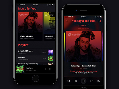 Spotify Redesign design interface music player playlist spotify the weeknd