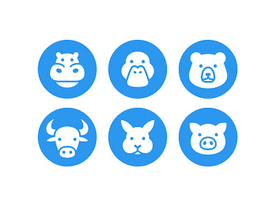 Animal Icons Set - 03 animal hippo brand branding bunny rabbit pig cute fun funny duck bear bull icon icons illlustrative illustration line art mobile application symbol mark ui ux outline web app website