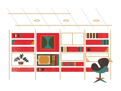 1970s living room 1970s house illustration interior plant seventies texture tv