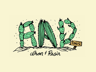 Rad Times black blue cactus desert graphic green heat ironresin sign tshirt yellow