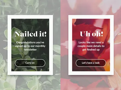 #Dailyui #011 Success/Fail notifications color design digital green notifications popup red ui ux web web design