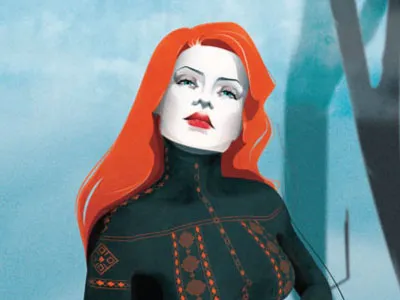 Olga blue character design folklore illustration novel orange red pattern romanian