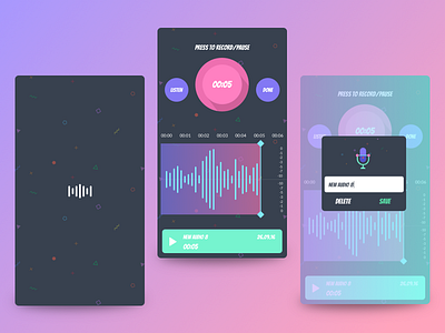 Audio Recorder android audio bright colorful colours funny ios play recorder sounds ui ux