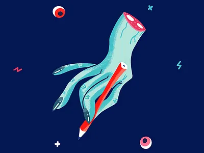 Vampire Artist character creepy cute halloween hand illustration pencil vampire