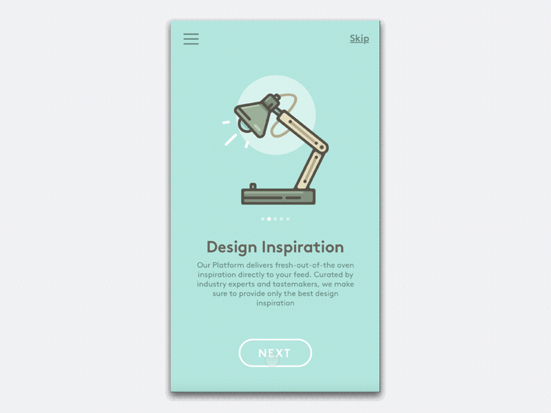 Onboarding Ui animation lamp mobile onboarding ui