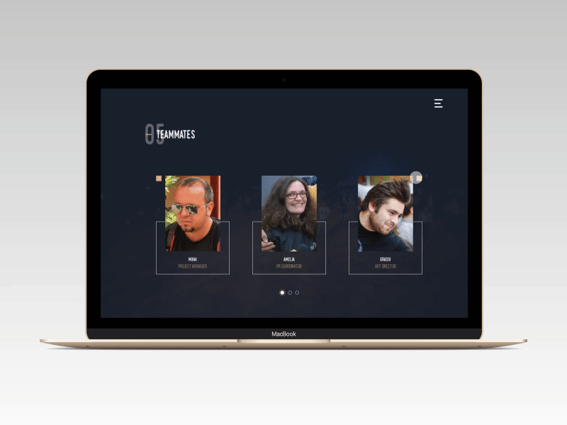 TEAMMATES Page | Interaction black interaction pop up slider team web