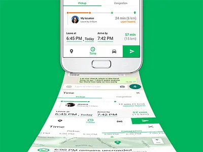 — Car riding app UI (Time) app car chat design interaction journey material mobile profile riding timeline ui