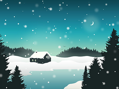 Winter Landscape Constructor Example 1 christmas landscape night snow trees winter