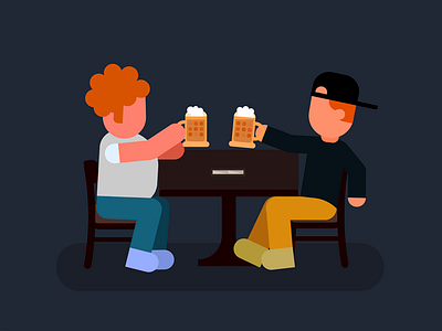 Soon! Big illustration of wine&burger restaurant! beer cafe cap cup flat friends illustration men moment red hair restaurant style