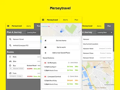 Merseytravel Redesign app liverpool mersey merseytravel north travel west yellow