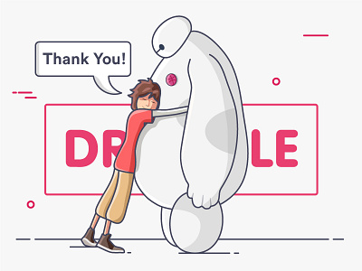 Thank you Hug! baymax big hero 6 debut hello dribbble hug invite love thanks