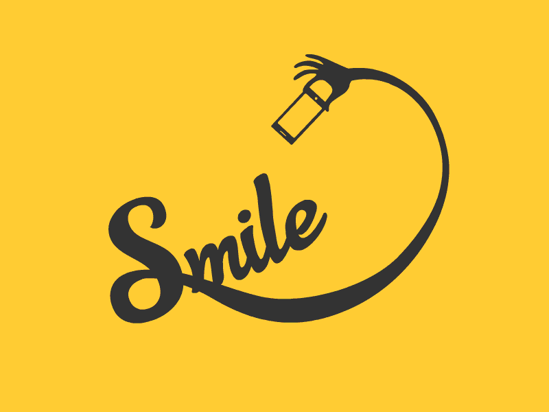 Smile and Selfie animation black handwrite selfie smile smooth snap yellow