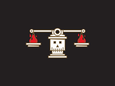 Trial by Fire fire icon justice logo mark scale scales skull trial