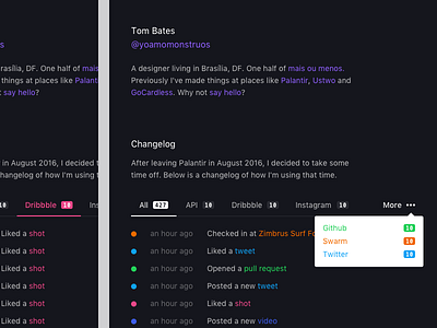 Had a rethink api data personal api table tabs website