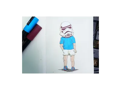 Mini Stormtrooper hand illustrated illustration paint pens posca posca pens sketchbook star wars stormtrooper
