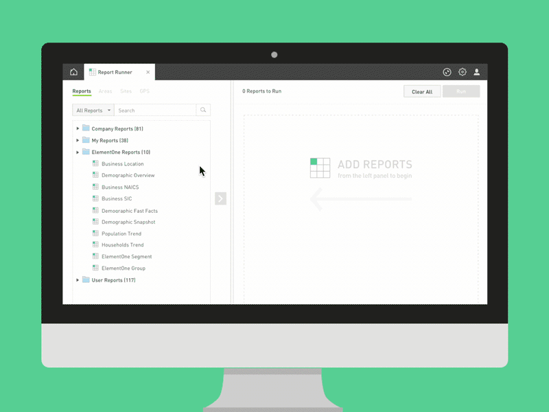 ElementOne Reporting analytics animated drawers gif interface principle reporting tabs ui ux web app