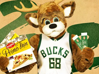 Milwaukee Bucks Pizza Promo bucks gradient halftone mascot milwaukee nba pizza web