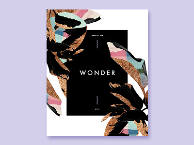 Wonder Conference black foil gold leaf leaves pastel print purple rose gold typography white