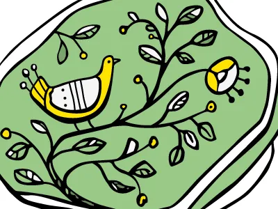 Bird on Tree bird naive nature traditional ukrainian