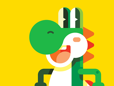 Yoshi cute geometric green happy nintendo vector video game yellow yoshi