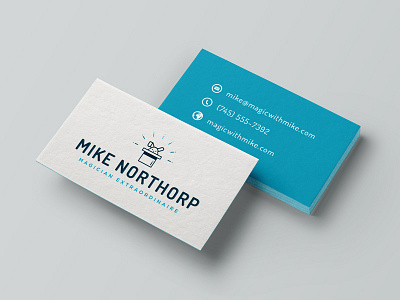 Magician's Business Card with Cute Rabbit Logo blue blues cute dosis edge line art magician minimal rabbit rounded stepped gradient