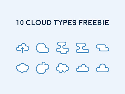 Ten Cloud Types Iconset clouds download flat fluffy icons set sky weather white