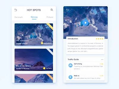 Journey app card travel ui
