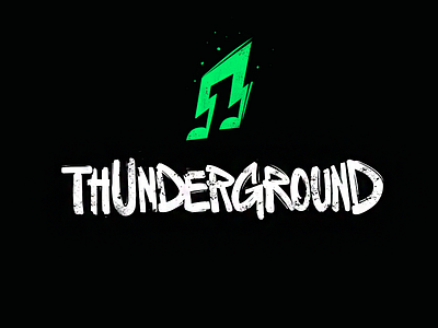 Thunderground apple art design green ground handmade label logo music thunder typography