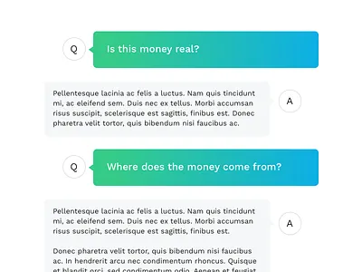FAQs as a conversation answers bubbles conversation faq list questions speech talk ui ux