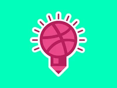 Inspiration dribbble lightbulb pencil sticker