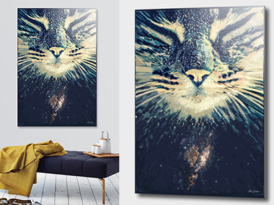 Cat Stellation animal cat feline kitten kitty metal pet poster print vector