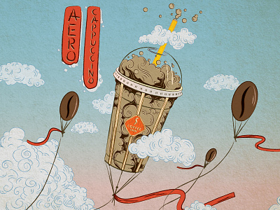 Coffee Kites beans cappuccino clouds coffee coffee inn illustration japan style kites