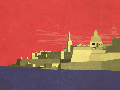 Valletta Skyline city flat illustration landscape malta skyline texture valletta vector wip