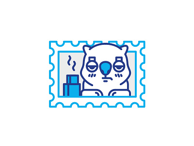 Wombat and Cubic poop icon illustration line mark poop postage stamp sticker stolz wombat