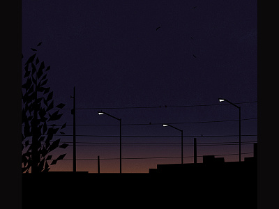 Miles of milestones illustration minimal night sun