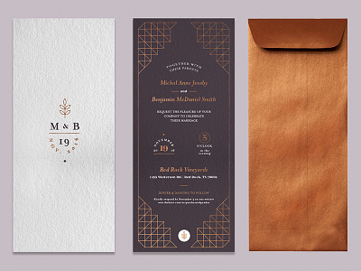 Invite - alt copper foil geometric himmeli invitation invite letterpress typography wedding wedding invite