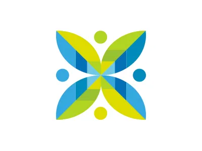 Picto blue butterfly freshness green leave leaves logo logotype ornament picto propeller visual identity