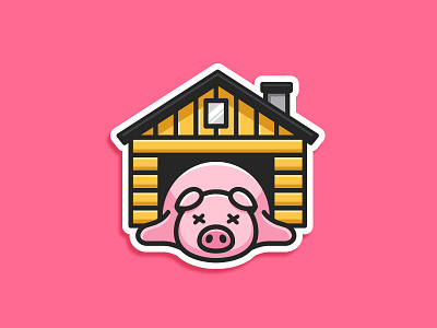 Bring Home the Bacon! bacon meat cute cartoon dribbble rebound fun funny geometry geometric home house idiom word illustrative illustration life living logo identity pig animal sticker playoff