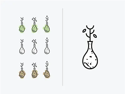 Plant/Vase icon illustration onestroke plant texture vector