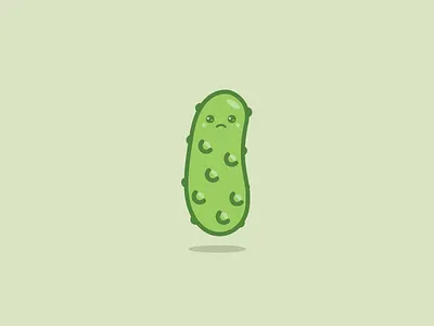 In a Pickle cute design fun green illustrate kawaii line little pickle sad sticker