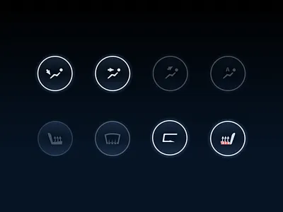 Day 20 - Climate Control Icons buttons car climate control glow hmi hvac icons tesla ui