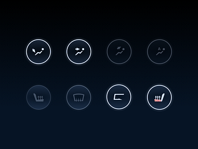 Day 20 - Climate Control Icons buttons car climate control glow hmi hvac icons tesla ui