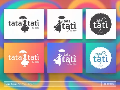 Tatì nursery logo proposals colors curly logo mary poppins nanny nursery