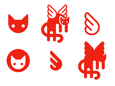 Lazy flying cat cat lazy logo winged