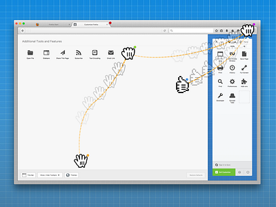 Firefox's Customize Mode First-Time User Experience Mocks animation cursors customization firefox first time mockups mozilla teaching tours tutorials ui ux